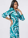 Abstract printed workwear dress