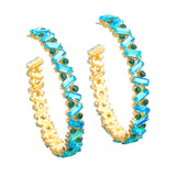 Crystal Rhinestones Hoop Earrings - Blue