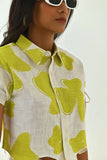 White Floral Printed Women's Crop Shirt