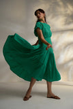 Green Classic A-line Midi Dress for Women