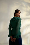 Women's Georgette Full Sleeves Casual Green Work Top