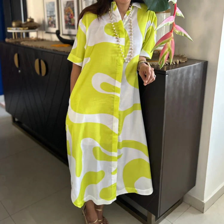 Women's Casual Abstract Print Shirt Dress | Work Wear Dress The Ambition Collective Women's Casual Abstract Print Shirt Dress | Work Wear Dress The Ambition Collective