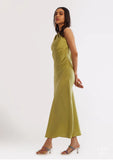 Satin Relaxed fit one shoulder Ladies dress