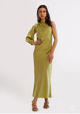 Satin Relaxed fit one shoulder Ladies dress