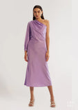 Satin Relaxed fit one shoulder Ladies dress