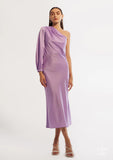 Satin Relaxed fit one shoulder Ladies dress