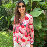 Satin Printed Shirt For Women For Work