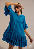 Ruffled sleeve 100% Cotton mini Dress for Women