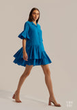 Ruffled sleeve 100% Cotton mini Dress for Women