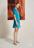 Ladies Suede Teal Evening Work Dress