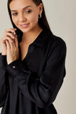Black Satin Front Pleat Top - Qua