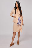 Regular fit Pink Ruched Sleeve Blazer With Tieup