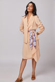 Regular fit Pink Ruched Sleeve Blazer With Tieup