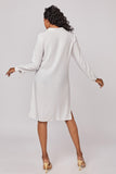 Everyday Casual White Front Wrap Shirt Dress