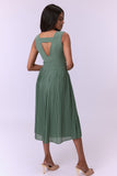 Casual Midi Sage Green Overlap Dress