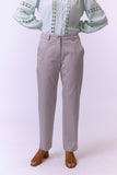 Regular fit Formal Grey High Waist Trouser