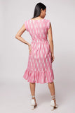 Pure Cotton Pink All Over Print Ikat Dress