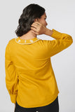Classic Everyday Mustard Blouson Sleeve Collar Shirt