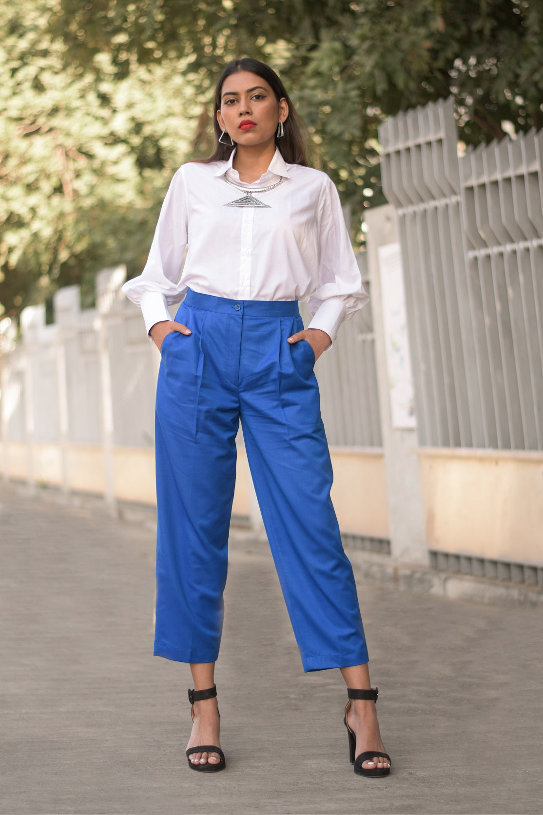 Women's Office Formal Ankle Length Trouser XS Blue