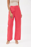 Relaxed Fit Wide Leg Trouser Set - Coral Red
