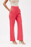 Relaxed Fit Wide Leg Trouser Set - Coral Red
