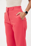 Relaxed Fit Wide Leg Trouser Set - Coral Red