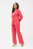 Relaxed Fit Wide Leg Trouser Set - Coral Red