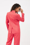 Relaxed Fit Wide Leg Trouser Set - Coral Red