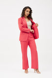 Relaxed Fit Wide Leg Trouser Set - Coral Red