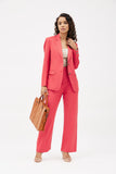 Relaxed Fit Wide Leg Trouser Set - Coral Red