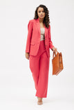 Relaxed Fit Wide Leg Trouser Set - Coral Red