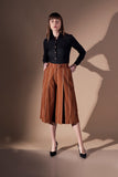 Stripe design brown pure comfortable cotton culottes