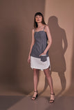 Striped Grey Cotton Women's Office Dress