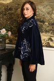 Elegant Velvet metallic Embroidered Jacket cape