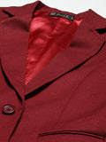 Classic Work Blazer & Trouser Women's Pant Suit Set - Wine Red