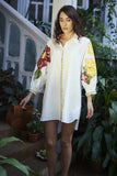 Embroidered Full Sleeves White Cotton Shirt Dress