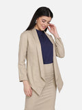 Formal Cotton Skirt Suit - Hazel Wood Beige