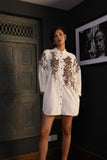 Women's 100% Cotton Net White Shirt Dress