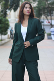Emerald green suit for women 