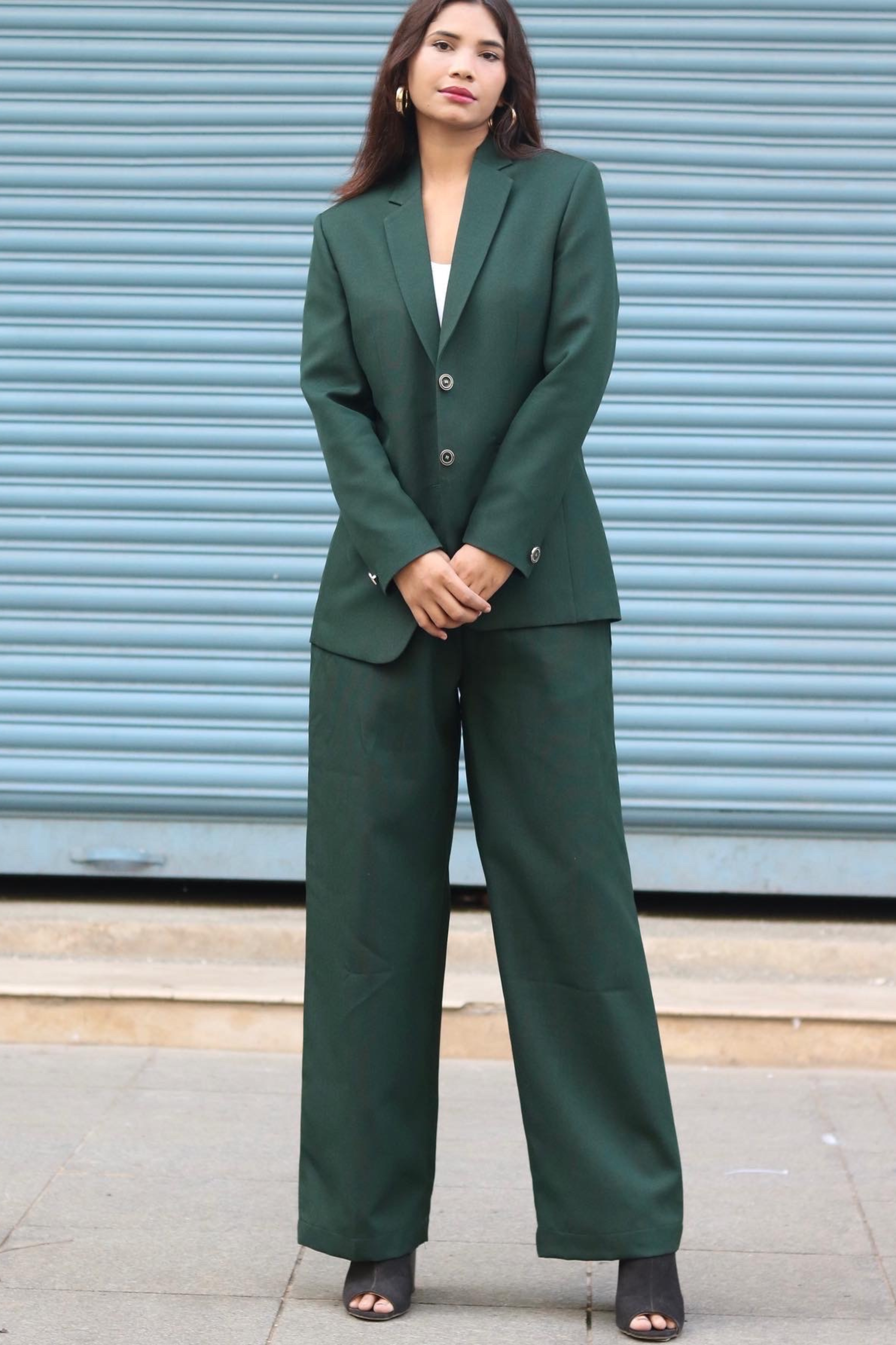 Green womens pant sales suit
