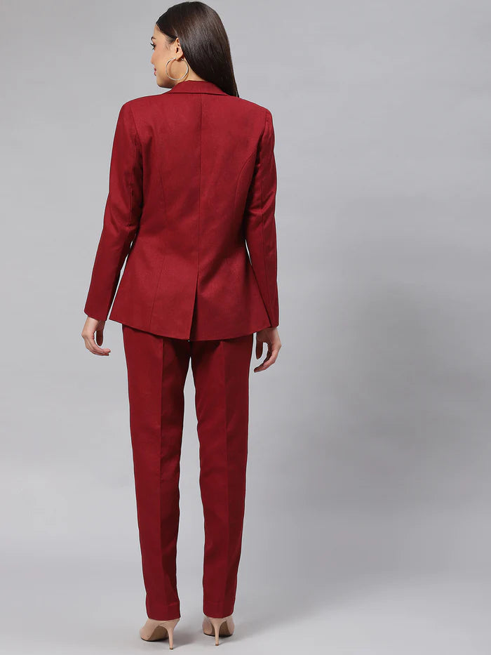Classic Work Blazer & Trouser Women's Pant Suit Set - Wine Red – The  Ambition Collective