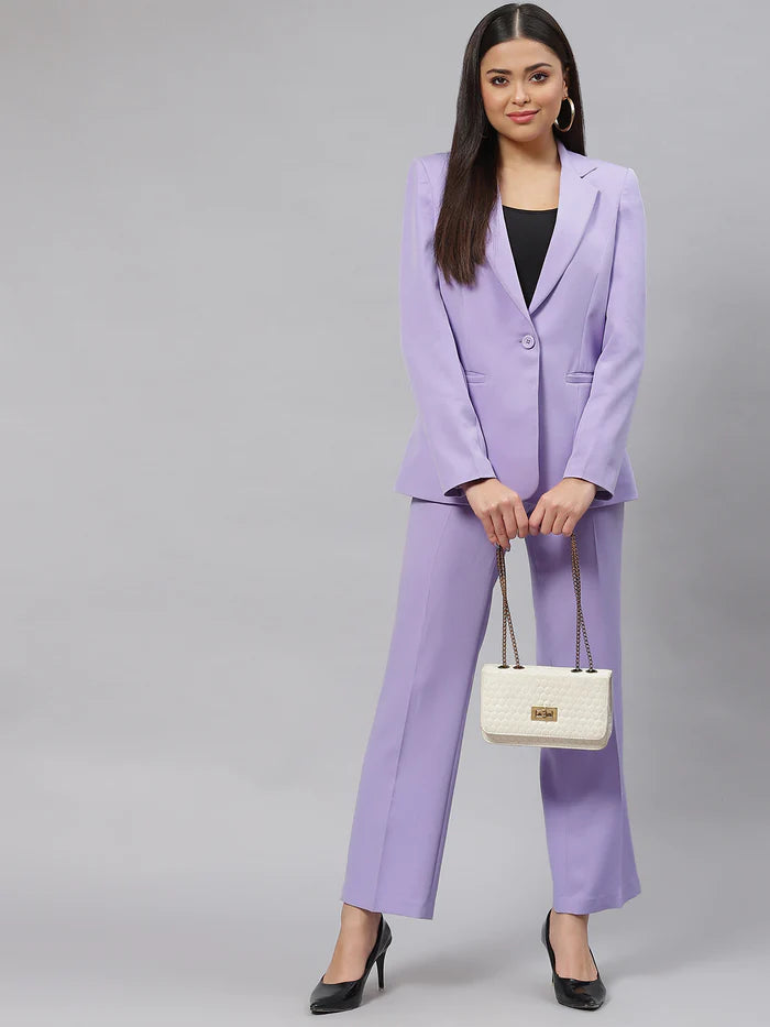 Lavender Pant Suit for Women, Office Pant Suit Set for Women