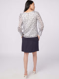 Floral Off white puff sleeve top for Women's Workwear