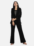 Classic Women's Velvet Pant Suit - Black