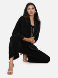 Classic Women's Velvet Pant Suit - Black