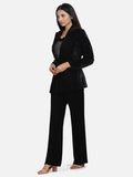 Classic Women's Velvet Pant Suit - Black
