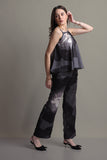 Black Floral Printed Satin Co-ord Set