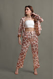 Printed Satin White and Red Co-ord Set