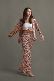 Printed Satin White and Red Co-ord Set