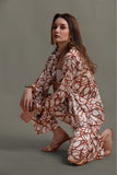 Printed Satin White and Red Co-ord Set